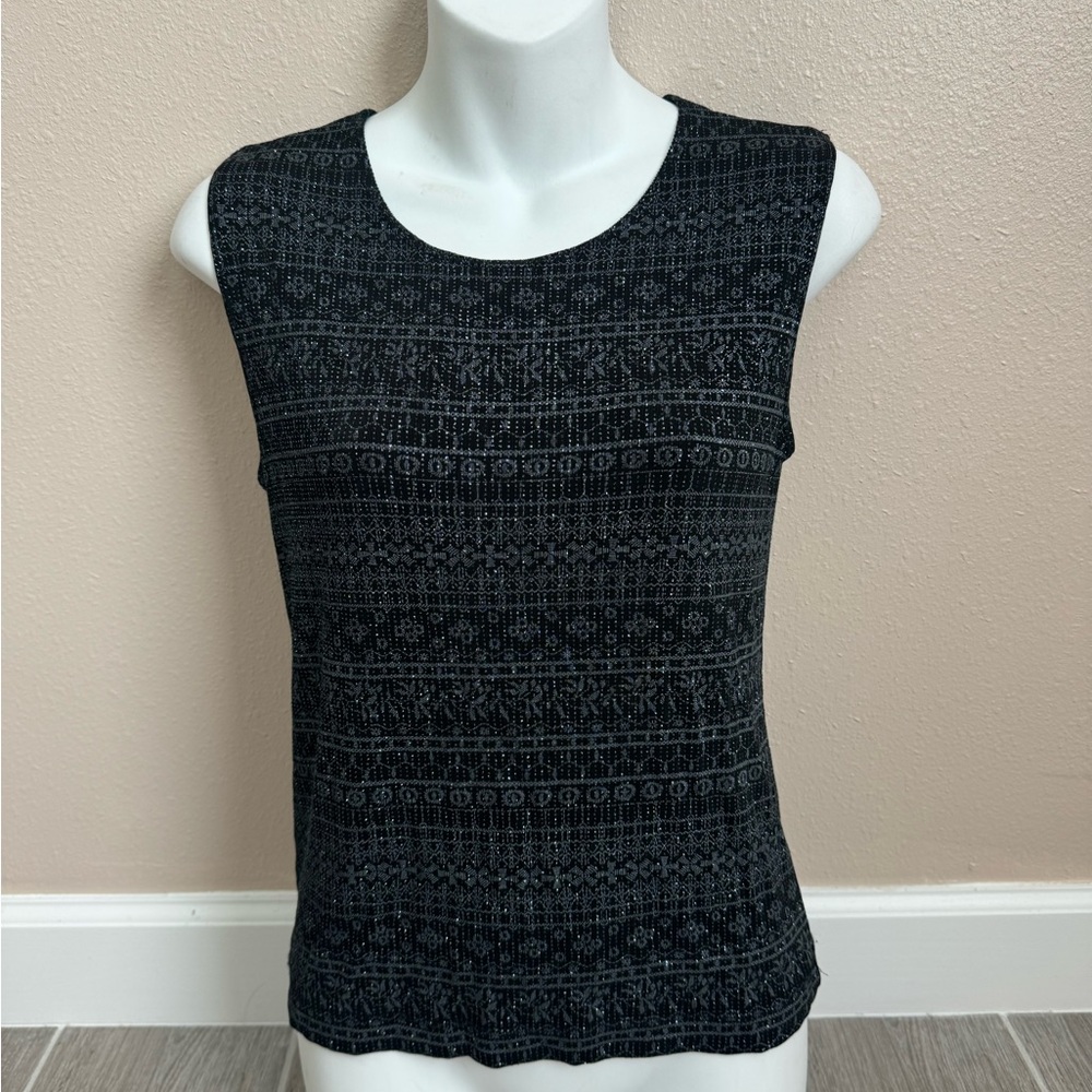 CHICO’S Black Shimmer Patterned Sleeveless Top